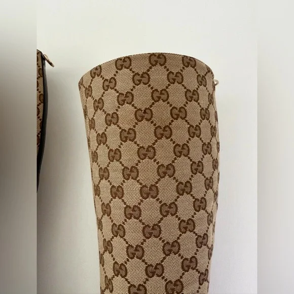 GUCCI || Vintage GG Canvas Knee High Heeled Boots Brown Monogram US 8.5 - Picture 10 of 16